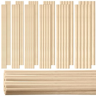 215 Pieces Balsa Wood Sticks Wooden Dowel Rods 1/8, 3/16, 1/4, 5/16, 3/8, 1/2 Inch Round Hardwood Unfinished Wooden Strips for DIY Molding Crafts