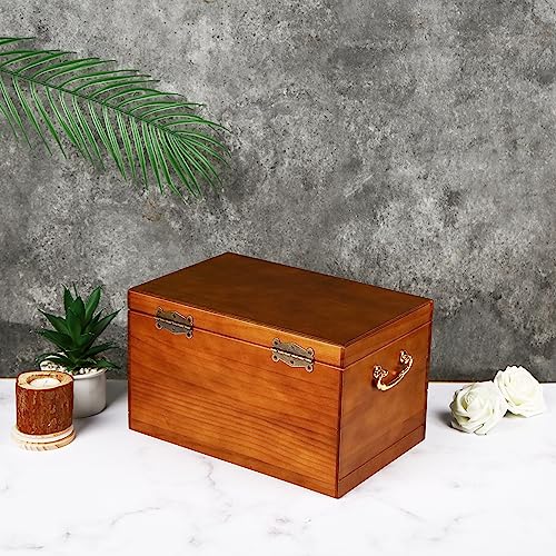 EURIELK Wooden Jewelry Box with Lock and Key for Women, 2 Drawers Medium Size Real Natural Wood Lockable Antique Girls Organizer Boxes with Large EURIELK