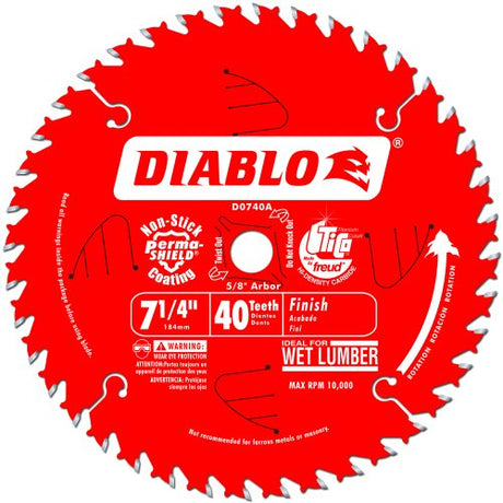 Freud D0740A Diablo 7-1/4 40 Tooth ATB Finishing Saw Blade with 5/8-Inch Arbor, Diamond Knockout, and PermaShield Coating Freud