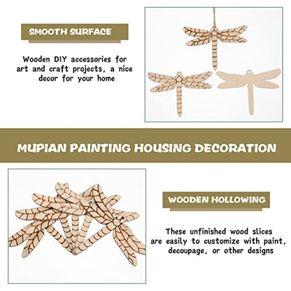 Sewroro Unfinished Wood Crafts 50pcs Unfinished Wooden Dragonfly Unfinished Wood Cutouts Blank Wooden Paint Crafts Home Decoration Craft Project Wood - WoodArtSupply