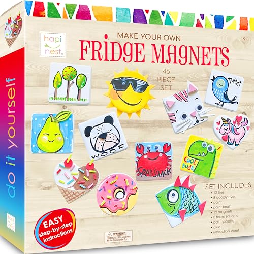 Hapinest DIY Mini Tile Fridge Magnet Arts and Crafts Kit Gifts for Kids Girls Boys Ages 8 9 10 11 12 13 Teen Years and Up Hapinest