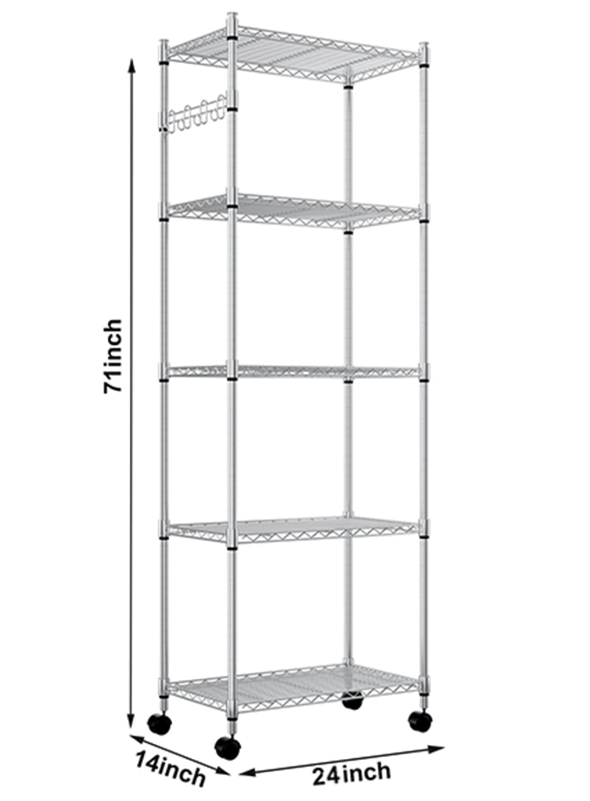 Devo 5-Tier Adjustable Heavy Duty Wire Shelving Unit for Versatile Storage Solutions - WoodArtSupply