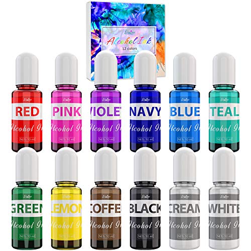 Alcohol Ink Set - 12 x 0.35oz Colors Alcohol Based Ink for Epoxy Resin Painting, Resin Petri Dish Making, Resin Art - Concentrated Alcohol Paint