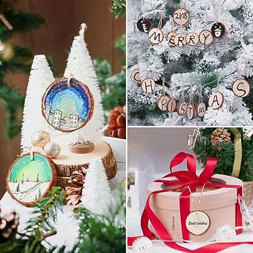 WEOPYCJ Unfinished Natural with Tree Bark Wood Slices,60 Pcs 1.5-2 Inches Wood Pieces Craft Wood kit Circles Crafts Christmas Ornaments DIY Crafts - WoodArtSupply