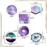 LaVenty 6 PCS Coaster Resin Molds Geode Silicone Molds Agate Coaster Molds Epoxy Resin Molds for Faux Agate Slices Cups Mats Coasters Home Decor LaVenty