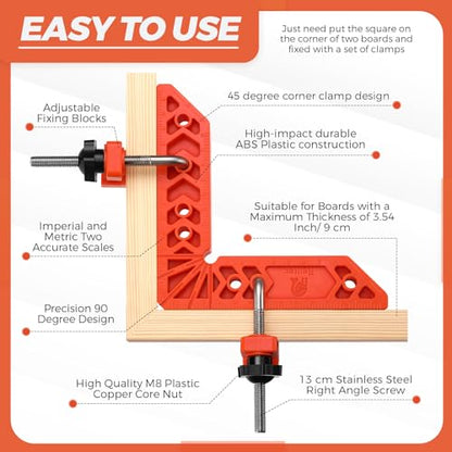 Relitec R Clamping Square for Woodworking, 90 Degree Corner Clamp Right Angle Clamp Positioning Squares Wood Tools for Gluing Cabinets, Photo Frames - WoodArtSupply