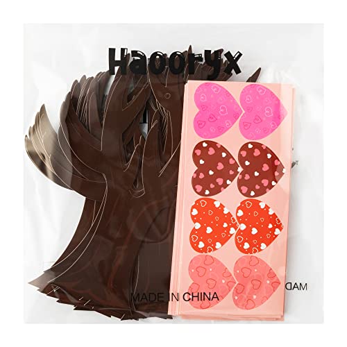 Haooryx 24 Pack Tree of Hearts Valentine Craft Kit Make Your Own Valentine Tree Hanging Ornaments DIY Valentine's Day Craft Kit Kids Classroom Haooryx