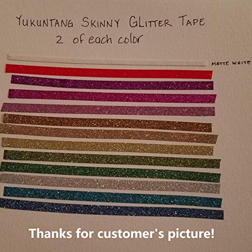 YUKUNTANG Skinny Glitter Paper Washi Tape Set 24 Rolls 12 Color Masking Tape for