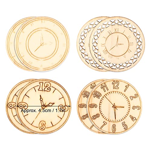 Wood Cutouts, 16PCS Wood Rounds for Crafts Round Wooden Ornaments, Wood Cutouts Round Clock Shaped Unfinished Chips Wooden Crafts for Decoration HERCHR