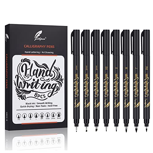 GETHPEN Calligraphy Pens,Hand Lettering Pens, Calligraphy Brush Pen set for Beginners Writing, Sketching, Scrapbooking, Journaling, Soft and Fine - WoodArtSupply