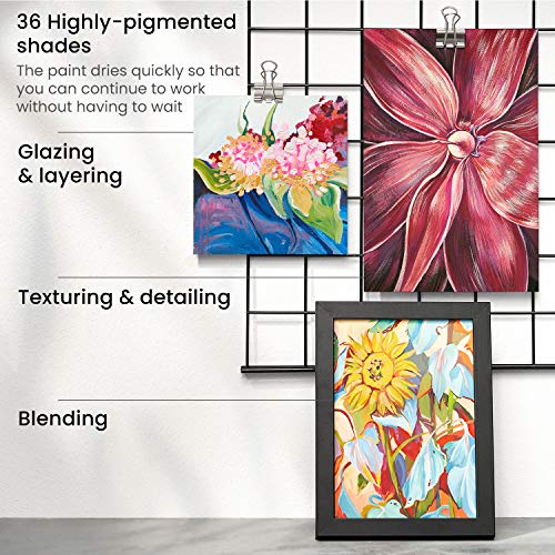 ARTEZA Metallic Gouache Paint Set, Set of 36 Pearl Paint Colors in 12ml/0.4 US fl oz Tubes, Pearlescent Paint for Canvas and Paper, Gouache Artist ARTEZA