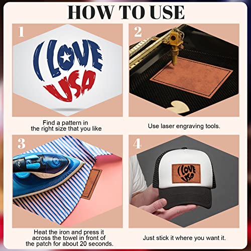 80 Pcs Blank Leatherette Hat Patches with Adhesive Rustic Patches Laser Supplies Faux Leather Hat Patches with Iron on Adhesive Bulk for Hat Shirt Juexica