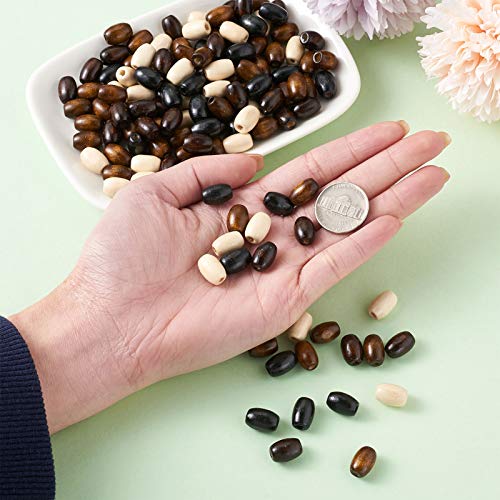 Craftdady 800Pcs Natural Oval Barrel Wood Loose Beads 4 Colors Tiny Smooth Wooden Tube Spacer Beads 12x8mm for Jewelry Craft Necklace Bracelet Craftdady