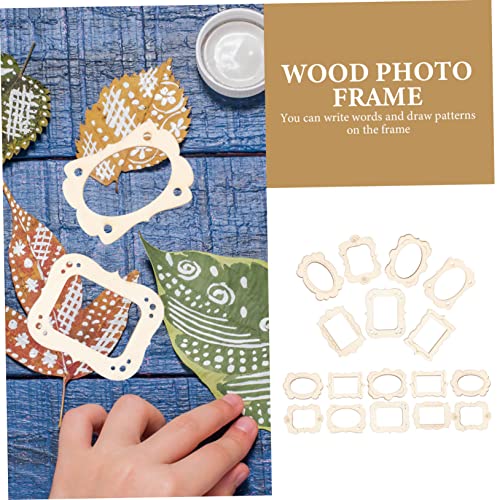 Operitacx 20pcs Small Photo Frame Wooden Shapes to Paint Blank Graffiti Cutouts Unfinished Wood Slices Undyed Photo Frame Pendants Wooden Picture Operitacx