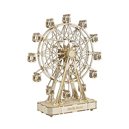 Rolife Ferris Wheel Music Box 3D Wooden Puzzle Kit for Adults and Kids - WoodArtSupply