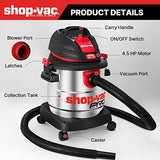 Shop-Vac 5 Gallon 4.5 Peak HP Wet/Dry Vacuum, Stainless Steel Tank, Portable Shop Vacuum with Filter, Hose and Accessories for Garage, Workshop. Shop-Vac