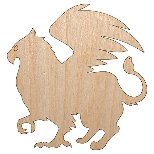 Regal Griffin Fantasy Silhouette Unfinished Wood Shape Piece Cutout for DIY Craft Projects - 1/8 Inch Thick - 6.25 Inch Size Sniggle Sloth
