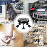 WKWKER Modern Roller Seat PU Leather Low Round Rolling Stool 360° Swivel Small Stool with Universal Caster Wheels Foot Stool for Home Office Garage WKWKER