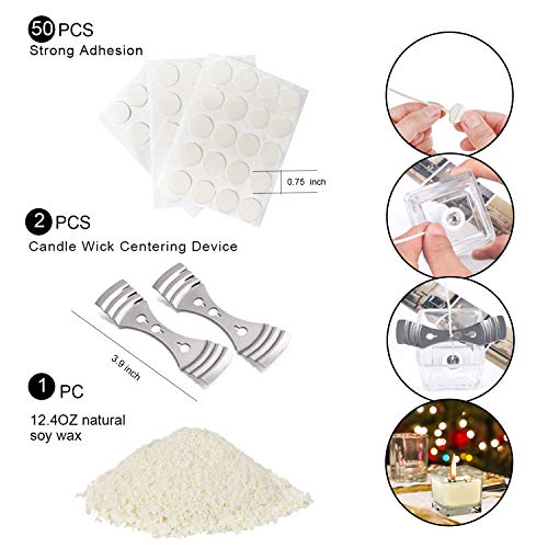 Candle Making Kit Supplies,DIY Craft Tools Including Candle Make Pouring Pot, Sticker, 3-Hole Wicks Holder, Natural Soy Wax and Spoon DINGPAI
