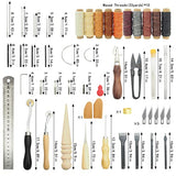 PLANTIONAL Leather Working Tools for Beginners: Professional Leather Craft Kit with Waxed Thread Groover Awl Stitching Punch for Leathercraft Adults PLANTIONAL