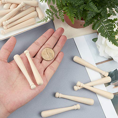 OLYCRAFT 60pcs Unfinished Mini Wooden Baseball Bats 3 Inch Half Drilled Natural Wood Baseball Bat Unpainted Baseball Bat Beads for Keychain OLYCRAFT