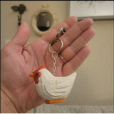Selsela White Goose Keychain Bird Ring Hook Clip Charm Miniature Wood Mini Figurine Small Animal Selsela