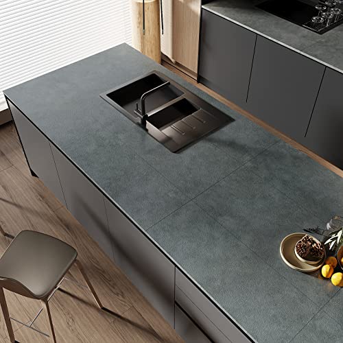 VEELIKE 12''x24'' Peel and Stick Floor Tile Waterproof Grey Floor Tile Stickers 24-Pack Concrete Look Peel and Stick Flooring Tiles for Kitchen VEELIKE