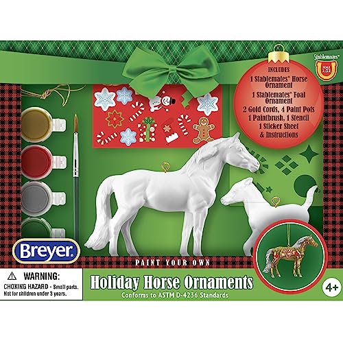 Breyer Horses 2023 Holiday Collection | Paint Your Own Ornament | 2 Horses | 4 Paint Pots | Model #700731 - WoodArtSupply