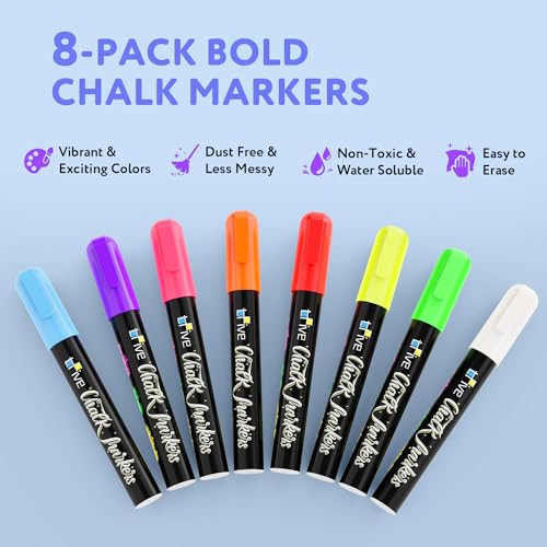  SILENART Chalk Markers Fine Tipe 1mm - 8 Pack - Dry & Wet  Erase Marker Pens - Chalkboad Markers for Kids, Liquid Chalk Markers  Erasbale, Window Markers for Car Glass