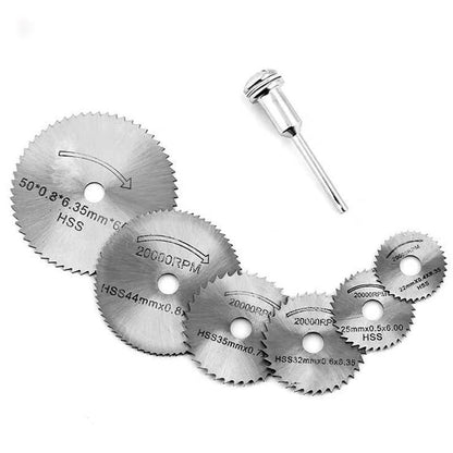 7pc HSS Circular Saw Blades with 1/8" Shank Cutting Wheel Set Rotary Tools for Wood Metal DIY Craft
