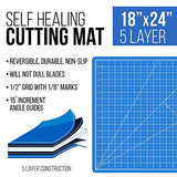 US Art Supply 18" x 24" Pink/Blue Professional Self Healing 5-Ply Double Sided Durable Non-Slip Cutting Mat Great for Scrapbooking, Quilting, Sewing U.S. Art Supply