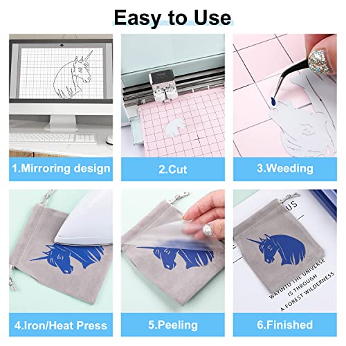 CAREGY HTV Vinyl Bundle Heat Transfer Vinyl(12 Pack) - 12 Inch by 3 Feet HTV Vinyl Rolls, Easy to Cut Iron on Vinyl for Cricut & Cameo, Easy to Weed CAREGY