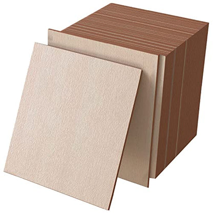 24 Pcs 4 x 4 Inch Unfinished Wooden Cutout Tiles Blank Wood for DIY Painting Staining Wall Decor