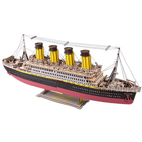 Bitopbi Large Size Titanic Model 3D Wooden Puzzles Cruise Ship English Version Collectible Building DIY Assembly Constructor Kit Collection Gift for Bitopbi