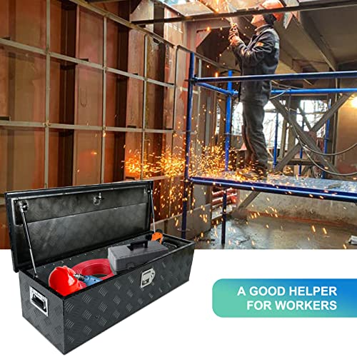 Eivojor 39" Heavy Duty Aluminum Stripes Plated Tool Box Pick Up Truck Bed RV Trailer Toolbox Storage Organizer with Side Handle, Lock and Keys - Eivojor