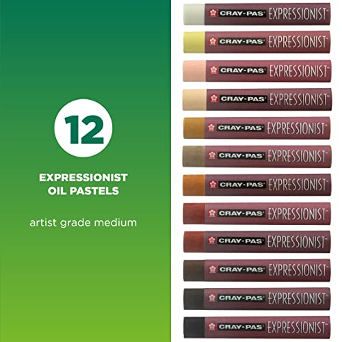 SAKURA Cray-Pas Expressionist Multi-Cultural Oil Pastel Set - Soft Oil Pastels for Artists - 12 Colors - WoodArtSupply