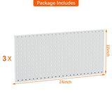 TORACK 3Pcs Metal Pegboard Panels for Wall Garage Utility Tools Pegboard Storage System for Workbench, Shop, Shed Modular Peg Board Organizer Board TORACK