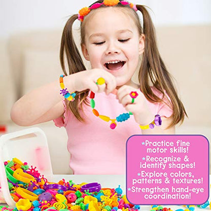 Just My Style Make & Believe Unicorn Pop Beads, 500+ Snap-Together, DIY, Bead Kit for Girls, Jewelry Set, Great Travel & On The Go Activity for Kids