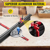 VEVOR Precision Miter Gauge, 18" Aluminum Table Saw Miter Gauge w/ 60 Degree Angled Ends for Max. Stock Support and a Repetitive Cut Flip Stop, Miter VEVOR