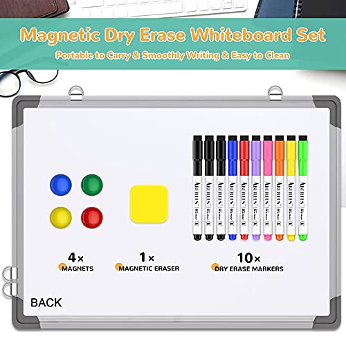 Small Monthly Calendar Dry Erase Whiteboard for Wall, 16" x 12" Magnetic Dry Erase Board, Hanging Double-Sided White Board, Portable Board for ABERLLS