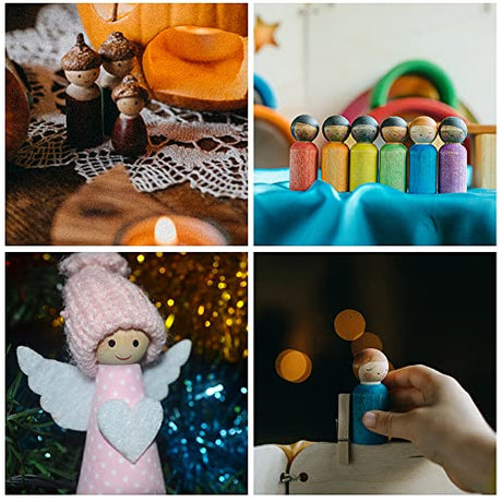 NODG 50 Pieces of Unfinished Wooden peg Dolls, Wooden Puppets,Doll Bodies, Decorative Wooden peg Dolls, Suitable for Children's DIY Crafts, Painting, NODG