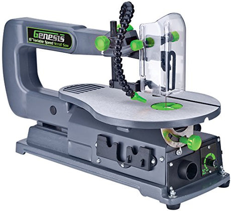 Genesis GSS160 1.2 Amp 16" Variable Speed Scroll Saw with Quick-Change System, Dust Blower, and Die-Cast Table for Left/Right Tilting Genesis