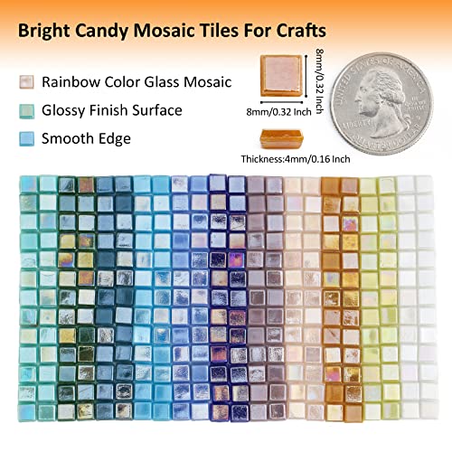 Wq Warmqing 390 Pieces Micro Glass Mosaic Tiles for Crafts,Tiny Iridescent Square Mosaic Glass Pieces,0.32 Inch Candy Mosaic Kits for Adults and - WoodArtSupply