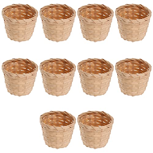 Zerodeko 10PCS Miniature Artifical Wood Woven Baskets, Mini Woven Baskets Without Handles for Home Office Table Party Favors Crafts Decoration Zerodeko