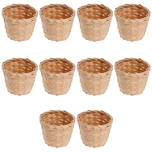 Zerodeko 10PCS Miniature Artifical Wood Woven Baskets, Mini Woven Baskets Without Handles for Home Office Table Party Favors Crafts Decoration - WoodArtSupply