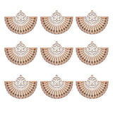 Pandahall 10pcs Undyed Nature Flat Round Wood Beads Pendants 2.55x1.85 Inch Hollow Wooden Charms for Jewelry Making (Wheat) PandaHall