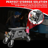 Powerbuilt Big Wheel Rolling Seat, Off-Road Series, Locked in Tool Trays, Heavy-Duty Wheels for Gravel and Rocks - Grey 642965ECE Powerbuilt