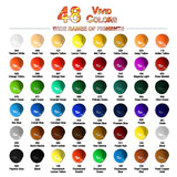 PENTRISTA Acrylic Paint Set,48 Colors Artist Grade Acrylic Paints for Artists,12ml/Tube with 3 Art Brushes & 1 Palette for Beginners and Kids, Craft PENTRISTA