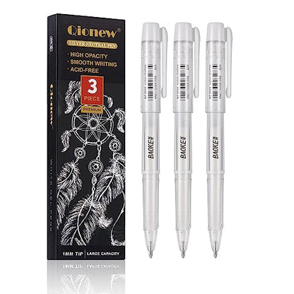  dainayw White Gel Pen Set, 0.8 mm Nibs Gel Ink Pens, Also  includes Gold and Silver, White Rollerball Pens for Black Paper Drawing,  Sketching, Illustration Design, Pack of 8 : Office Products
