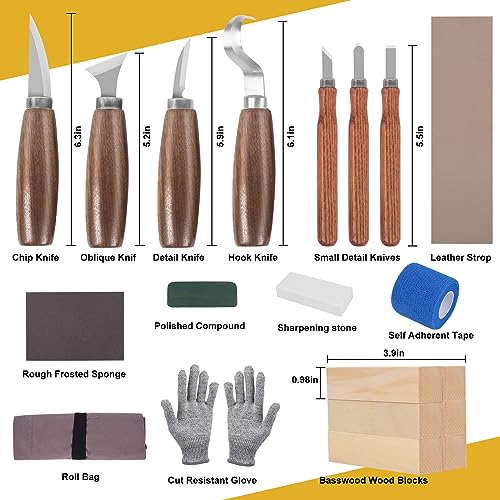 Wood Carving Tools, 26 PCS Wood Whittling kit for Beginners, Wood Carving Knife Set, Premium Whittling Knives Set for All Levels, Professional Neddie